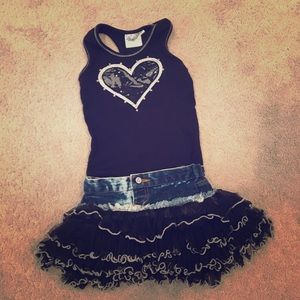 Ooh La La Couture Denim Skirt and tank 3t